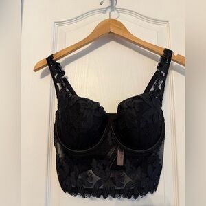 Black Lace Longline Bustier / Corset Bra